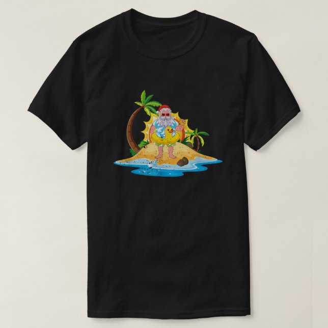 Tropical Beach Summer Sunset Funny Weihnachten T-Shirt (Design vorne)