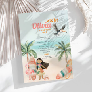 Tropical Beach Summer Surf Sea 1. Geburtstagskind Einladung