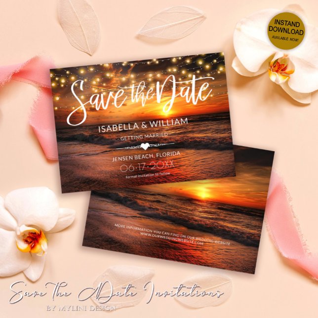 Tropical Beach Summer Wedding retten Sie die Date  Einladung (Von Creator hochgeladen)