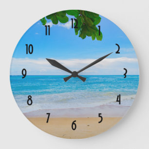 Tropical Beach Sun Sand and Sea Große Wanduhr