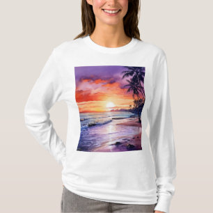 Tropical Beach Sunset #1 Women's Long Sleeve T-Shi T-Shirt