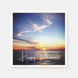 Tropical Beach Sunset Happy Retirement Custom Serviette