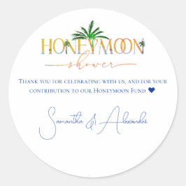 Tropical Beach Sunset Honeymoon Fund Dusche Runder Aufkleber