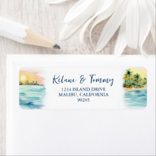 Tropical Beach Sunset & Palm Tree Wedding