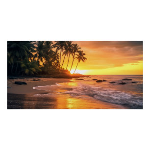 Tropical Beach Sunset Poster