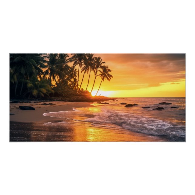 Tropical Beach Sunset Poster (Vorderseite)