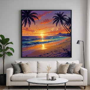 Tropical Beach Sunset Poster