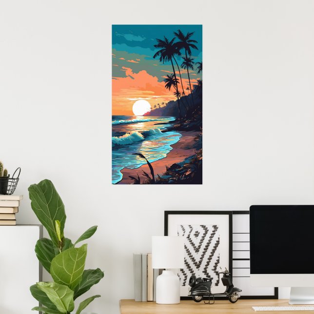 Tropical Beach Sunset Poster (Heimbüro)