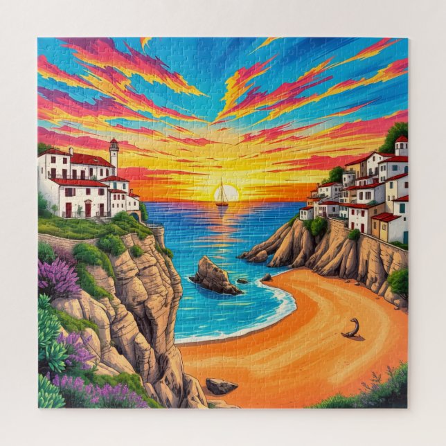 Tropical Beach Sunset Puzzle (Vertikal)