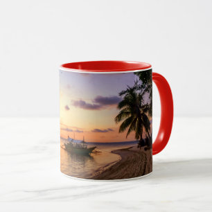 Tropical Beach Tahiti Island Sunset Tasse