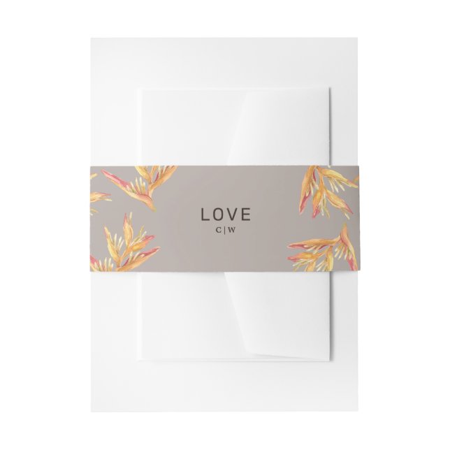 Tropical Beach Taupe Wedding Einladungsbanderole (Vorderseite Beispiel)