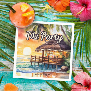 Tropical Beach Tiki Party Cocktail Serviette