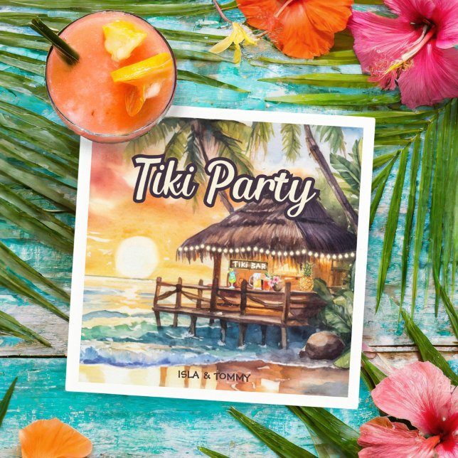 Tropical Beach Tiki Party Cocktail Serviette (Von Creator hochgeladen)