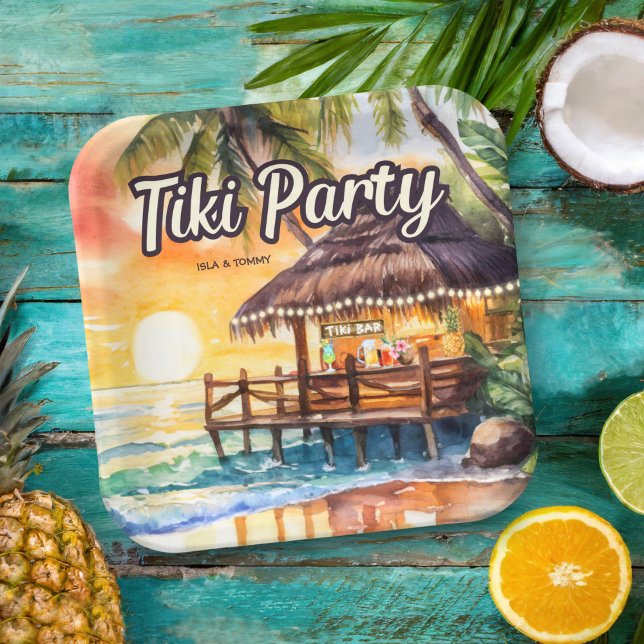Tropical Beach Tiki Party Pappteller (Von Creator hochgeladen)