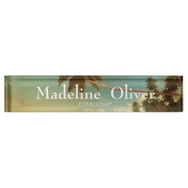 Tropical Beach Travel Palm Tree Moderne Namensplakette