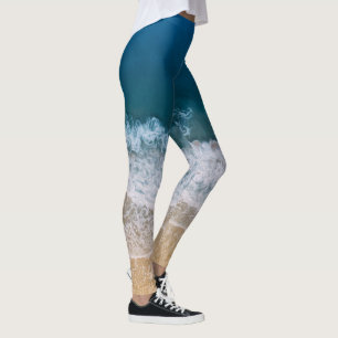 Tropical Beach Trendy Digital Hand Paint Effect Leggings