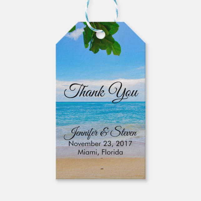 Tropical Beach Vacation Island Wedding Vielen Dank Geschenkanhänger (Vorderseite)