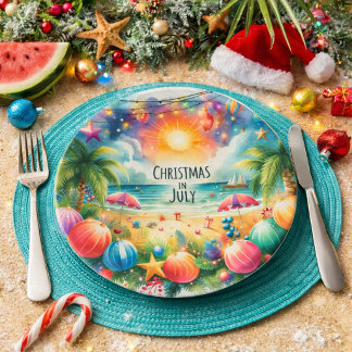 Tropical Beach Vibe Weihnachten im Juli Pappteller