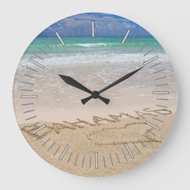 Tropical Beach Wall Clock Große Wanduhr (Vorderseite)