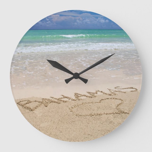 Tropical Beach Wall Clock Große Wanduhr (Vorderseite)