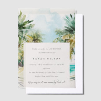 Tropical Beach Watercolor Palm Tree Geburtstag
