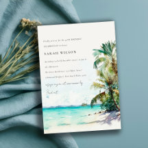 Tropical Beach Watercolor Palm Tree Geburtstag