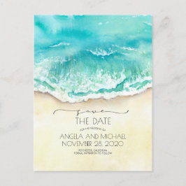 Tropical Beach Watercolor Save the Date Ankündigungspostkarte