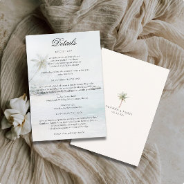Tropical Beach Watercolor Wedding Details Card Begleitkarte