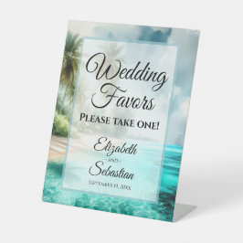 Tropical Beach Watercolor Wedding Favors Sign Sockelschild