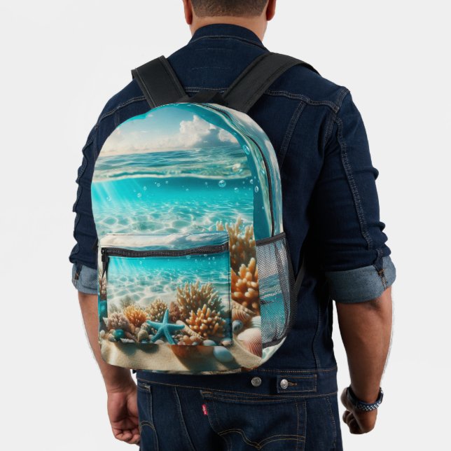 Tropical Beach Waters Seashells Bedruckter Rucksack (Insitu (Modell))