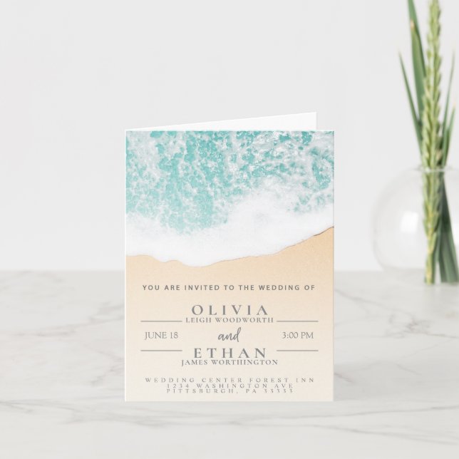 Tropical Beach Waves Wedding Einladungskarte