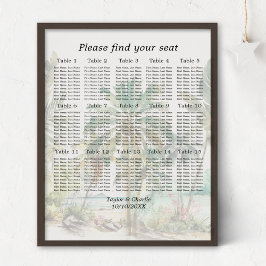 Tropical Beach Wedding 15 Tische Seating Chart Poster