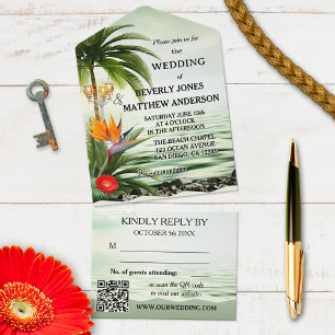 Tropical Beach Wedding All In One Invitation Einladung