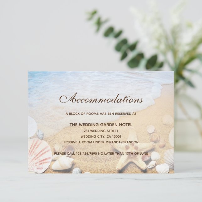 Tropical Beach Wedding Card Begleitkarte (Stehend Vorderseite)