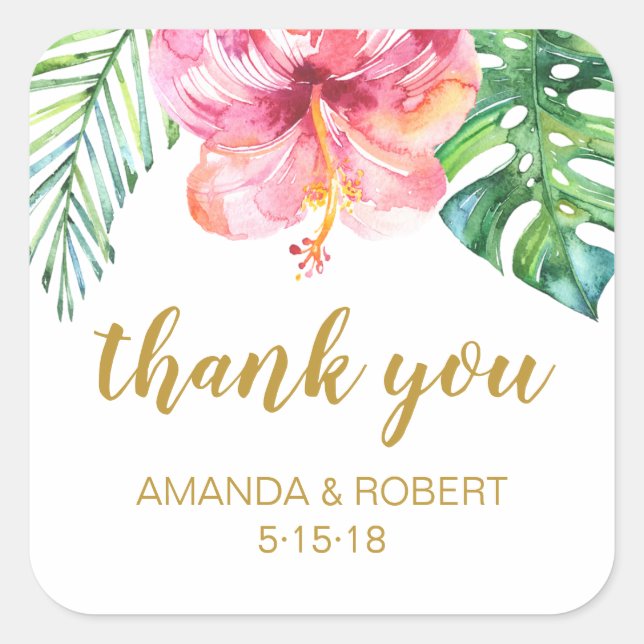 Tropical Beach Wedding Favor Sticker (Vorderseite)
