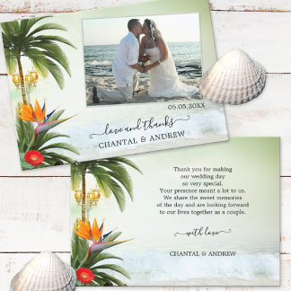 Tropical Beach Wedding Foto Danke Karte