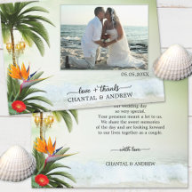 Tropical Beach Wedding Foto Danke Karte