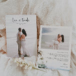Tropical Beach Wedding Foto Dankeskarte<br><div class="desc">Liebe   Dank,  2 Foto Hochzeit danke Ihnen Karte. Funktionen,  Aquarellfarben-Strandszene und Template-Textzeilen für Ihre Namen und personalisierte Nachricht auf hellbeige Farbhintergrund.</div>