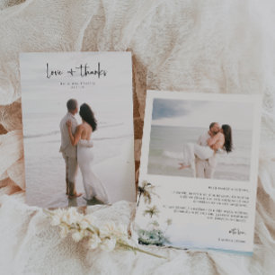 Tropical Beach Wedding Foto Dankeskarte