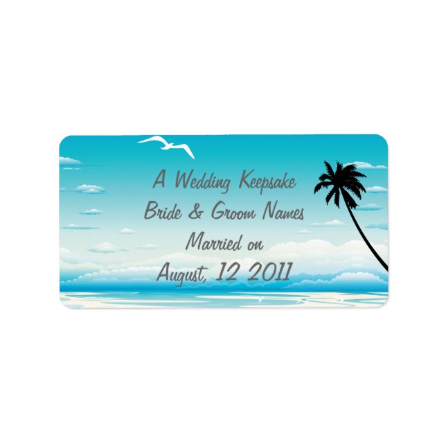 Tropical Beach Wedding Gefallen Lip Balm Tube Labe Adressaufkleber (Vorne)