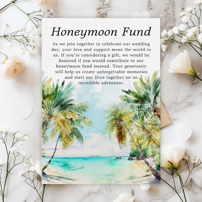 Tropical Beach Wedding Honeymoon Fund Begleitkarte (Von Creator hochgeladen)