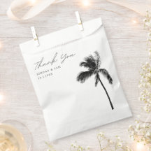 Tropical Beach Wedding Palm Tree Black & White
