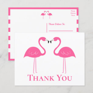 Tropical Beach Wedding Pink Flamingo Vielen Dank Postkarte