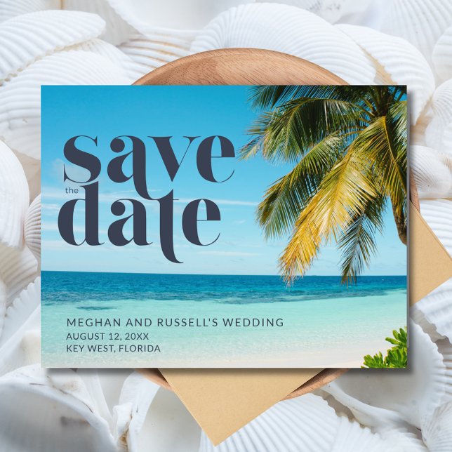 Tropical Beach Wedding rettet die Datumskarten Ankündigung (Tropical Beach Wedding Save the Date Cards)