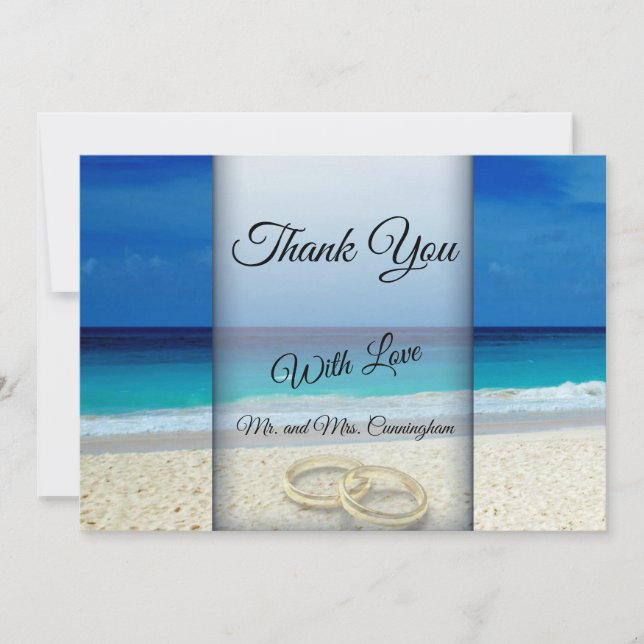 Tropical Beach Wedding & Rings Vielen Dank, dass S Einladung (Vorderseite)