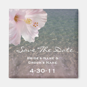 Tropical Beach Wedding Save the Date - Hibiskus Magnet