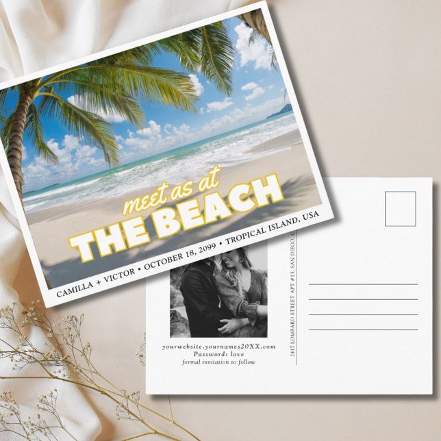 Tropical Beach Wedding Save the Date Postcard Postkarte (Tropical Beach Wedding Save the Date Postcard
)