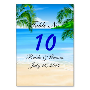 Tropical Beach Wedding Table Card Tischnummer