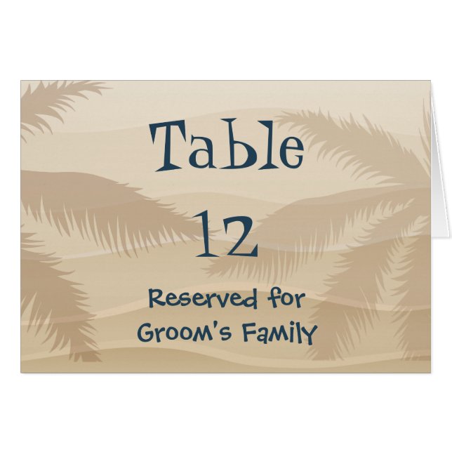 Tropical Beach Wedding Tischnummer (Vorderseite (Horizontal))