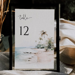 Tropical Beach Wedding Tischnummer Card